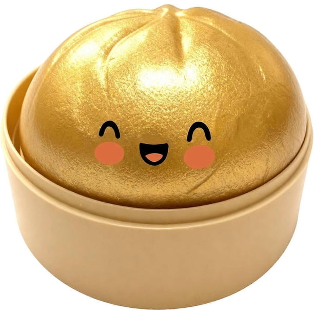Giant Glitter Dumpling Squishy, Squishy Dumpling Fidget Toy, Bao Bun Squishy Squeeze Toy with Steamer for Stress Relief