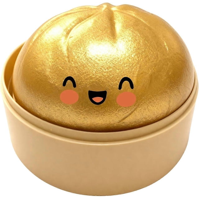 Giant Glitter Dumpling Squishy, Squishy Dumpling Fidget Toy, Bao Bun Squishy Squeeze Toy with Steamer for Stress Relief