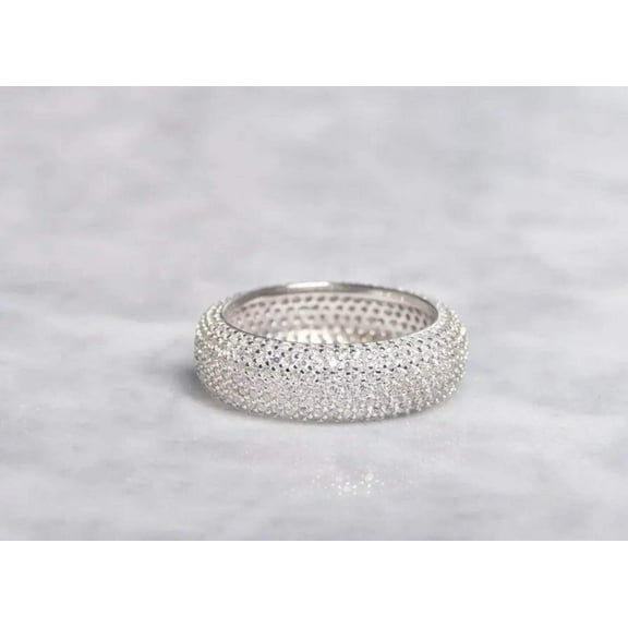 ADIRFINE 925 Sterling Silver Round Brilliant Cut Cubic Zirconia Eternity Band