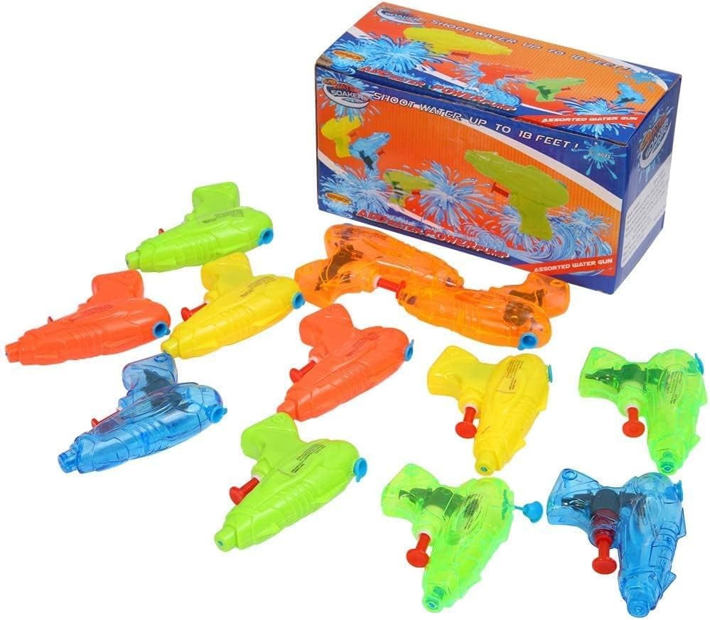 12 Pack Mini Water Squirt Guns – Plastic Water Blasters 20 ft Range for Pool. Beach & Party