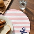 thumbnail image 3 of Anchor Pink Round 13 Inch Placemats Set of 8, Modern Navy Blue White Striped Nautical HeatResistant Non Slip Place Mats for Dining Table, Wipeable Braided Kitchen Table Mats for Housewarming, 3 of 9