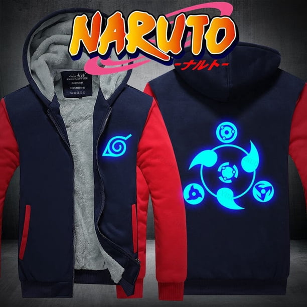 Akatsuki Naruto Luminous Sweatshirts Hoodies Fleece Oversized Hooded Thick Uchiha Sasuke Jacket Men Personality Outerwear CoatXXL Gao Jinjia LED