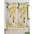 thumbnail image 5 of Spring Floral Bathroom Window Curtain, Watercolor Forsythia Flowers Hummingbirds Beige Light Filtering Coffee Kitchen Curtains, Bedroom Living Room Curtains 2 Panel 84"x63", 5 of 6