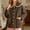 Coffee, variant on Fuzzy Fleece Cardigan Jacket for Women Button Down with Lace Trim Peter Pan Collar Warm Winter Loungewear Cozy Casual Sleepwear Top with Pockets XL