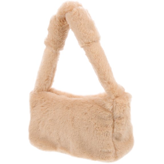 HOOWIFFY Brown Furry Handbag for Women, Stylish and Cozy Purse for Work, Daily Use, and Casual Outings