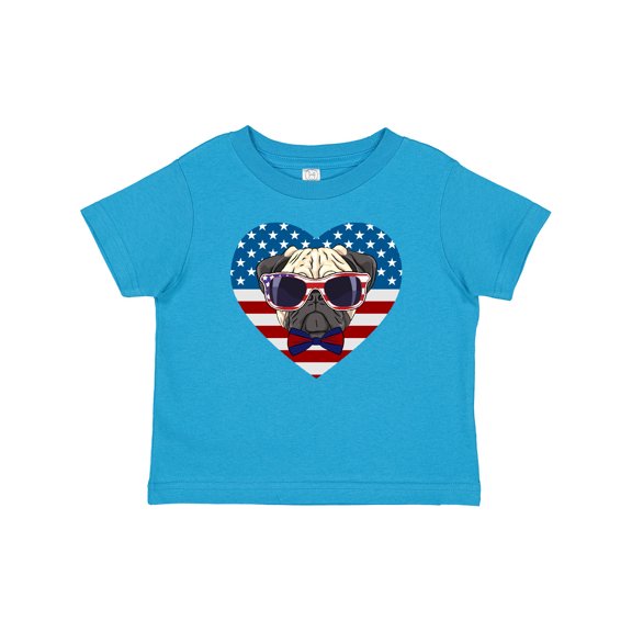 Inktastic Pug Dog Patriotic US Flag Heart Boys or Girls Baby T-Shirt