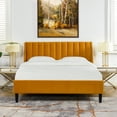 thumbnail image 4 of Aspen Vertical Tufted Headboard Platform Bed Set Queen Rich Yellow Velvet, 4 of 16