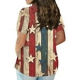 thumbnail image 3 of XADYUY Womens Plus Size Tops 4x-5x 4th Of July Stars Stripes Graphic Tshirt Casual Crewneck Short Sleeve Shirt Independent Day Patriotic Blouses,5XL Beige, 3 of 5