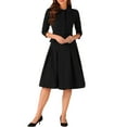 thumbnail image 1 of Conjuntos de traje de falda inspiradores y elegantes para mujeres, 2 piezas, oficina, chaqueta de blazer de 3/4 de manga, faldas plisadas, S negro, 1 of 6