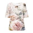 thumbnail image 4 of HaoXianJian Women's Short Sleeve T-Shirts - Floral Print Top Crew Neck Shirts/Blouses for Summer Going Out Tops 2025 Loose Fits - Plus Size L- 4X, 4 of 5