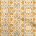 thumbnail image 1 of oneOone Cotton Cambric Mustard Yellow Fabric Asian Floral Block Fabric For Sewing Printed Craft Fabric By The Yard 56 Inch Wide, 1 of 5