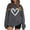 Gray, variant on Women's Multi-Color Heart Print Sweater - Warm Winter Casual Daily Wear