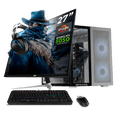 thumbnail image 1 of Computadora Gamer Completa DXT GAMING NVIDIA GeForce RTX 5050 AMD Ryzen 5 9600X 32GB DDR5 SSD 1TB Monitor 27 165Hz Sistema Liquido WIFI BT W11 Silver gaming estable, 1 of 6