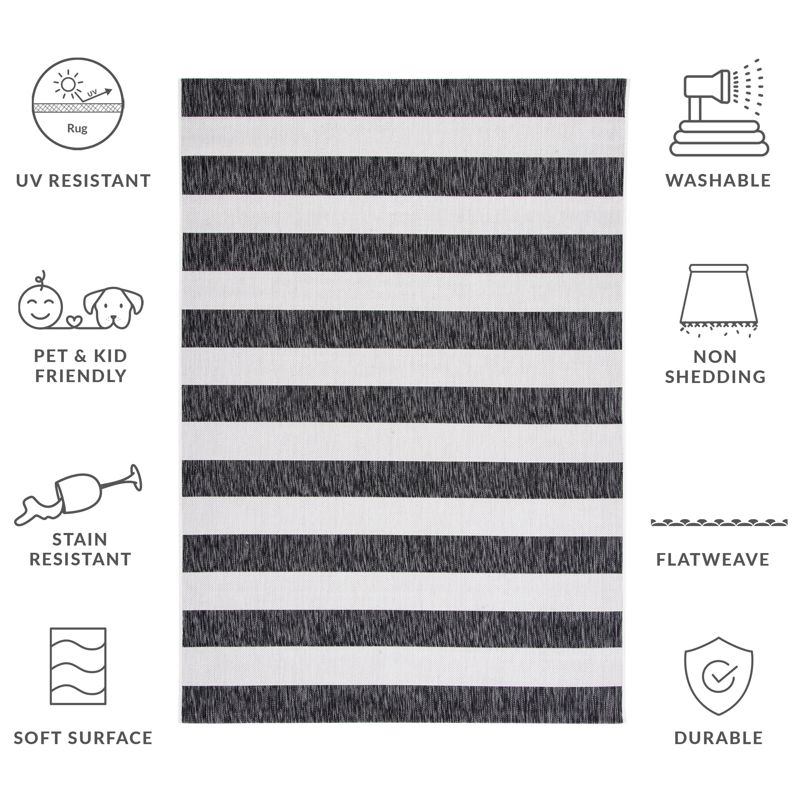 Safavieh Courtyard Earl Striped Indoor/Outdoor Area Rug, Ivory/Black, 4' x 4' Square