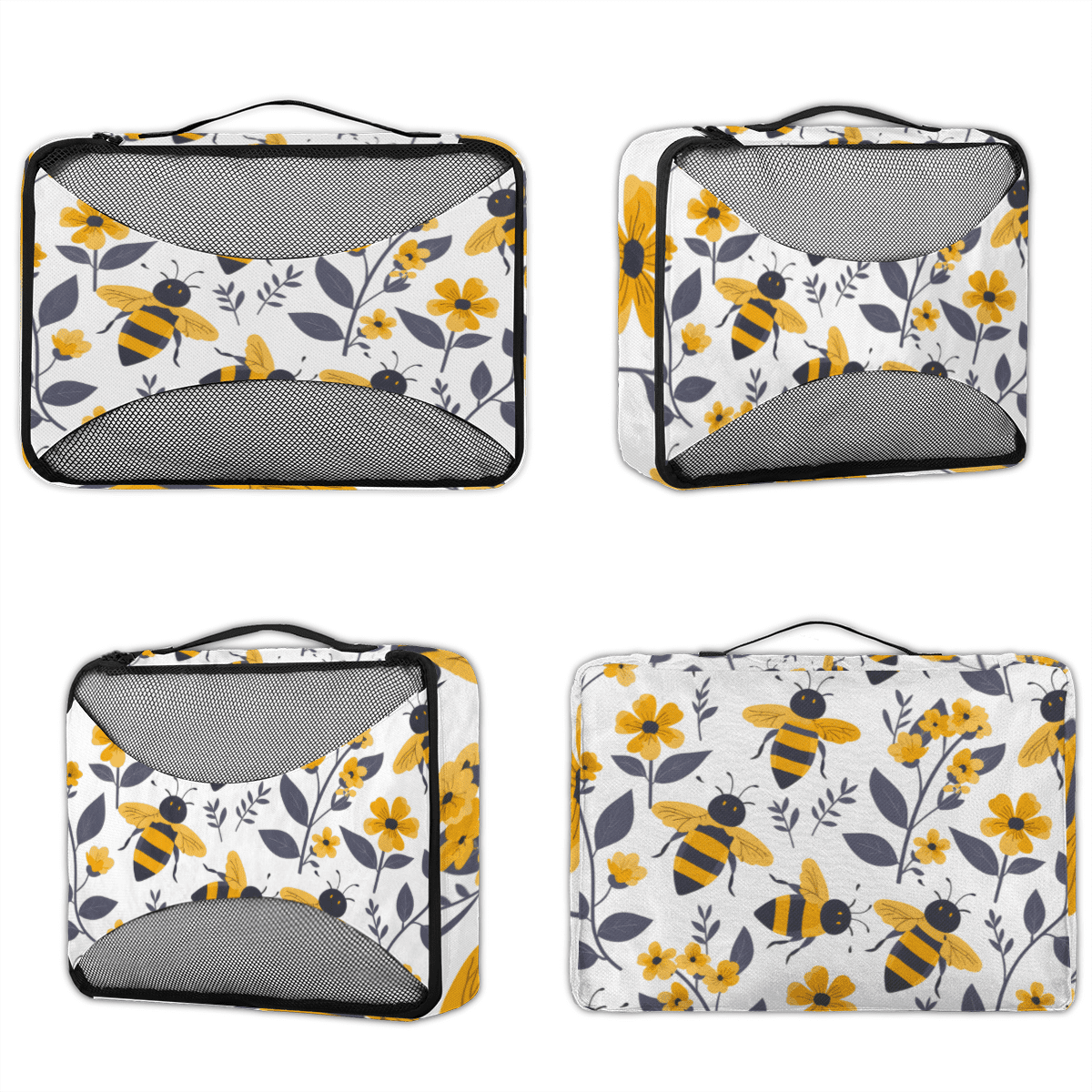 Floral Packing Cubes 4 Pcs Set, Packing Organizers for Suitcases with Ventilated Mesh, Lightweight Travel Luggage Organizers