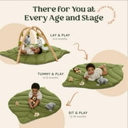 Babylicious Baby Play Gym & Activity Mat, Oversized Leaf Mat w/ 6 Toys, Tummy Time Mat for Motor Skills & Sensory Development