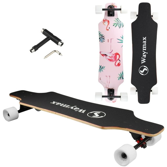 31 Inch Longboard Skateboard Complete Cruiser with T-Tool for Cruising and Carving (Bird)