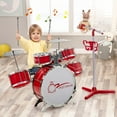 thumbnail image 2 of Costway Jazz Drum Set for Toddler Kids Educational Toy w/Keyboard Cymbal Microphone Red, 2 of 10