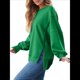 thumbnail image 3 of Sudaderas de Gran Tamaño para Mujer, Cuello Redondo, Larga, Informales, Holgadas, con Abertura, Otoño 2025 Verde M, 3 of 8