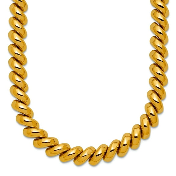 14k Yellow Gold Hollow Polished San Marco Necklace 16 Inch Box Clasp 6mm Wide Pendant Necklace for Women