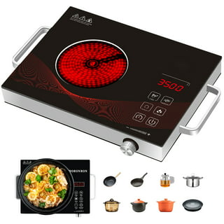  SizzleCook Infrared Hot Plates for Cooking Electric Stove Top,  Portable Small Countertop Single Burner with Knob Control, 3500W Ceramic  Glass Infrared Camp Stove: Home & Kitchen