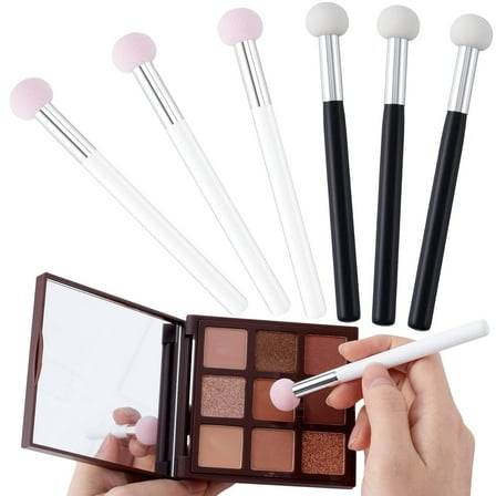 6 Pcs Sponge Makeup Applicator With Handle, Sponge Eyeshadow Applicators Makeup, Washable Eyeshadow Sponge Brush, 4.5 inch Cotton Eye Makeup Eyeshadow Brushes for Women Girls (3PCS Each Color)