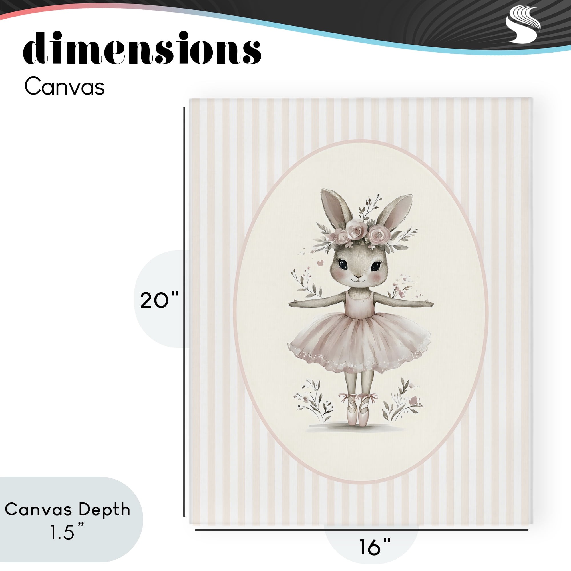Stupell Industries Nursery Ballerina Bunny Striped Canvas Wall Art, design by LSR Design Studio