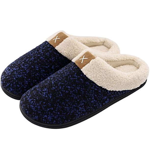 Pantuflas de felpa sintética para hombre, cómodas y cálidas para el invierno