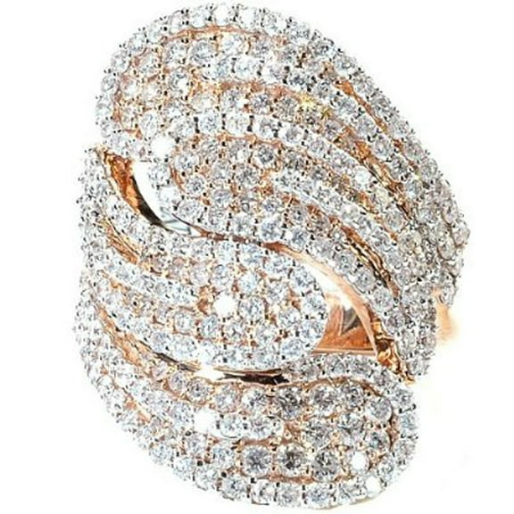 Dazzlingrock Collection 3.00 Carat (ctw) 14k Round Diamond Ladies Cocktail Ring, Rose Gold, Size 7