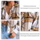 thumbnail image 5 of Chaqueta corta abrigo Puff manga larga solapa a cuadros abrigo de moda de un solo pecho para mujer, 5 of 6