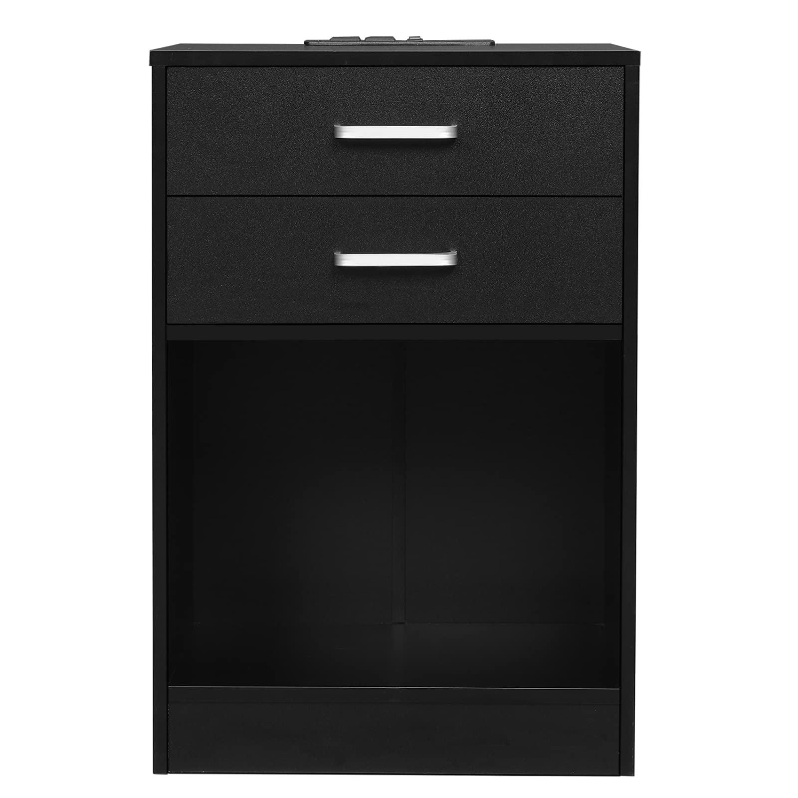 Afuhokles Nightstand Set of 2,Black Bedside Table with Charging Station 2 Drawers