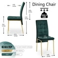 thumbnail image 5 of Dining Chairs Set of 2, Velvet Upholstered Accent Chairs with Tufted Back and Gold Metal Legs, 2-Pieces Modern Chairs High Back Nordic Kitchen Chairs for Dining Room Kitchen Vanity Patio, Green, 5 of 6