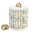 thumbnail image 1 of Feather Piggy Bank, Watercolor Style with Sea Shells Nautical Boho Style Chains Pendant Pattern, Ceramic Coin Bank Money Box for Cash Saving, 3.6" X 3.2", Multicolor, by Ambesonne, 1 of 4