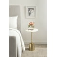 thumbnail image 5 of Kate and Laurel Tira Modern Marble Side Table, 14 x 14 x 24, Gold, Decorative Round Pedestal Table, 5 of 7