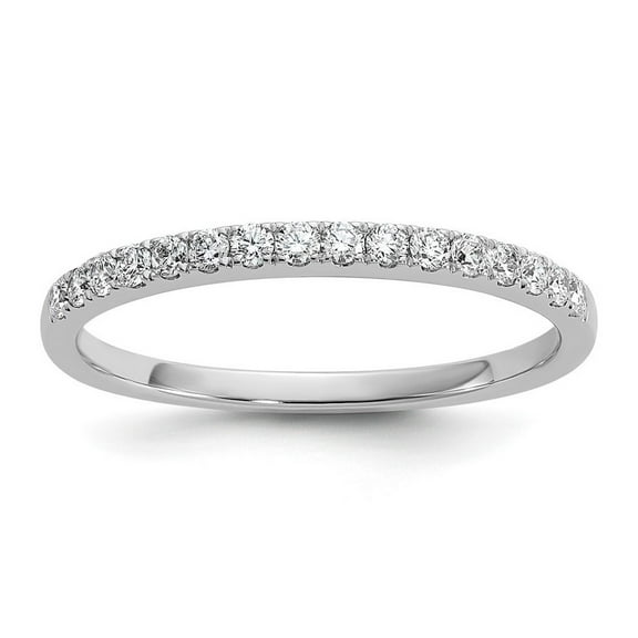 14k White Gold 1/4 Carat Diamond Wedding Band Size 7.00 Jewelry for Women - 1.4 Grams .24 dwt