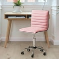 thumbnail image 6 of Furmax Leather Swivel Office Chair - Mid Back Vanity Chair for Makeup Desk, Armless Ribbed Task Chair with Ergonomic Support (Pink), 6 of 7