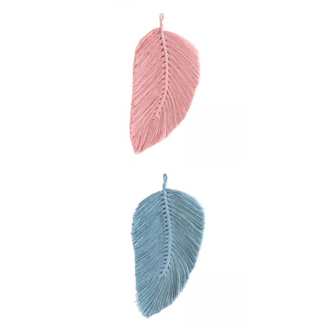 2 Piezas Chic Macrame Leaf Wall Hanging Boho Artesanía Hecha a Mano Macrame Macarena Tapiz para colgar en la pared