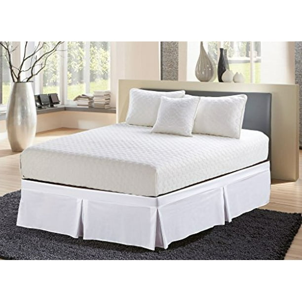 EasyWrap White Elastic Tailored Bed Skirt with 16" Drop Queen