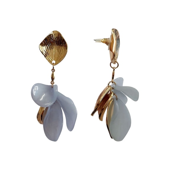 Time and Tru Blue Flower Petal Earrings for Female Adults and Teens
