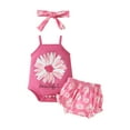 thumbnail image 2 of Baby Girls Summer Shorts Sets Sleeveless Letter Print Cami Romper Floral Shorts Headband Sets, 2 of 10