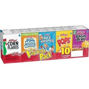 Kellogg's Breakfast Cereal Assorted Variety Pack, Corn Flakes, Special K Original, Single Serve, 10.94 oz (10 Count)