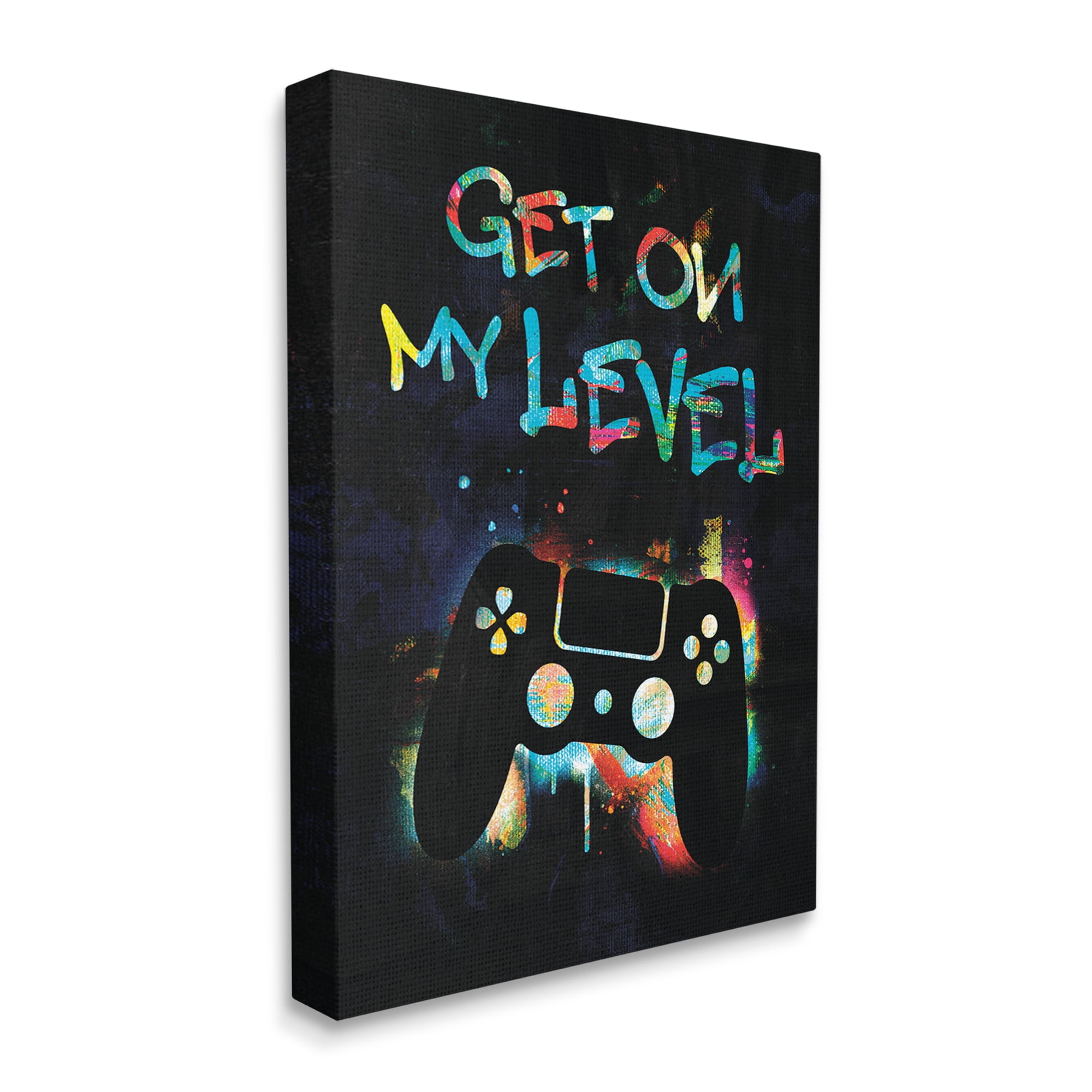 Stupell Industries Get On My Level Gaming Controller Neon Paint Splatter Graphic Art Gallery Wrapped Canvas Print Wall Art, Design by Victoria Barnes