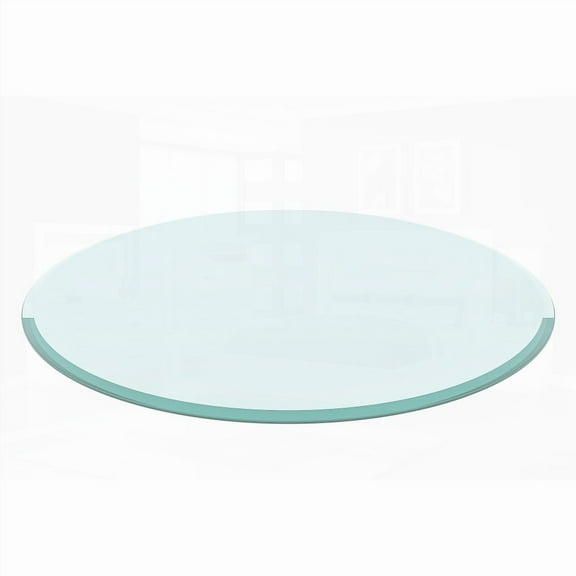 Clear 32" Inch Round Tempered Glass Table Top, 1/2" Inch Thick with Beveled Polished Edge - Long Lasting