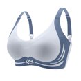 thumbnail image 1 of Virmaxy Women's Seamless Daily Bra Colorblocking Sponge Underwear Soft Support Comfortable Breathable Fixed Cup Bra Non Marking Underwear with Smooth Surface Blue-3 L, 1 of 9