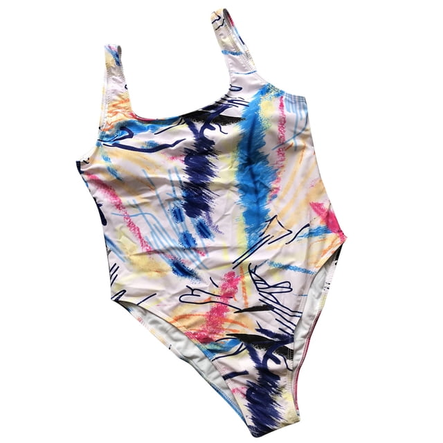 Soidarity Traje de baño de sin mangas con espalda abierta y estampado de graffiti para mujer Traje de baño Blanco SG Soidarity OD001445-01
