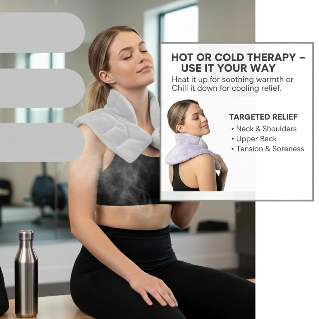 Herbal Concepts Microwavable Neck and Shoulder Wrap, Hot and Cold Therapy, Charcoal