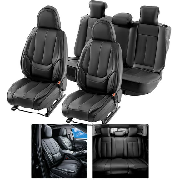 VEVOR Seat Covers,Universal Car Seat Covers Full Set Seats, Front and Rear Seat, 13pcs Faux Leather Seat Cover,Full Enclosed Design,Detachable Headrest and Airbag Compatible, for Most Car SUV Truck
