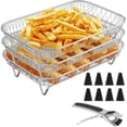 thumbnail image 1 of Rejilla para Freidora de Aire Cuadrada para Horno, Rejilla Deshidratadora Apilable de 3 , Canasta de Acero Inoxidable para Freidora de Aire para Hornear con Freidora de Aire, 1 of 5