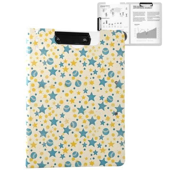 ALAZA Baseballs Stars Dots A4 Foldable Clipboard 360 Degree Folder Binder