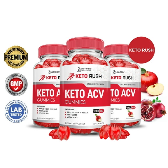 (3 Pack) Keto Rush ACV Gummies 1000MG Dietary Supplement 180 Gummys